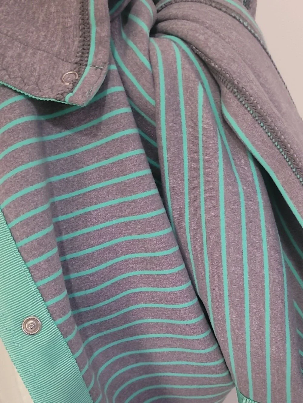 lululemon💎 athletica Gray and Mint Striped Infinity Scarf
